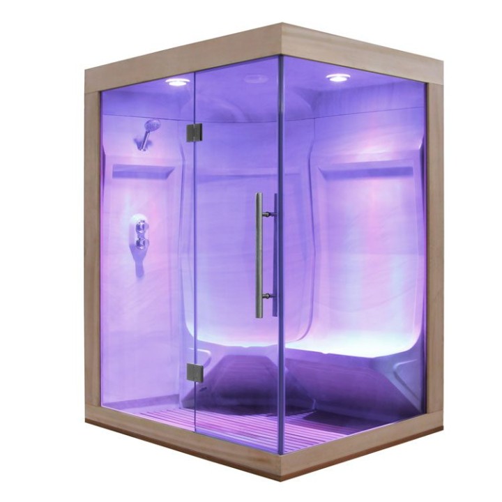 Parní sauna EAGO AWT W200B červený cedr 118×135 levé provedení
