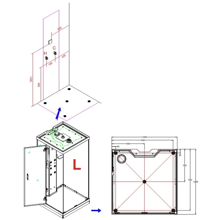 Parní sprchový box Mocoori SHA1010102 100x100x219 levá verze