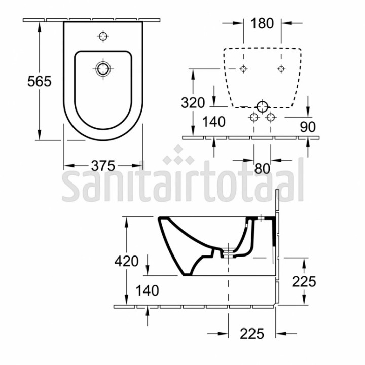 Závěsný bidet Villeroy en Boch Subway 2.0 911010407 56x37cm
