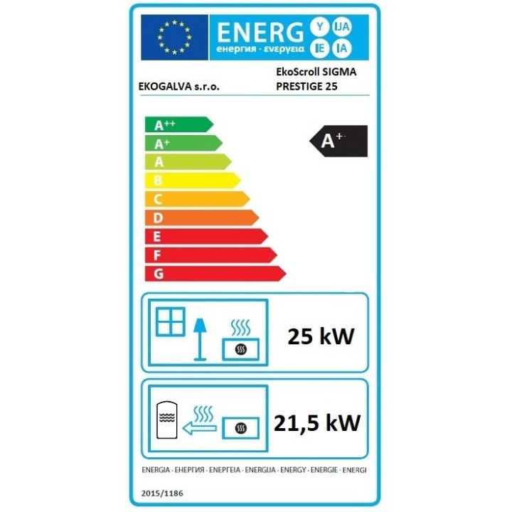 EKOSCROLL SIGMA PRESTIGE 25 bílá – krbová kamna na pelety s výměníkem 25 kW