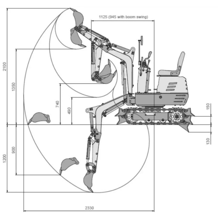 Minibagr LUMAG MB-600 – pásový minibagr 562 kg