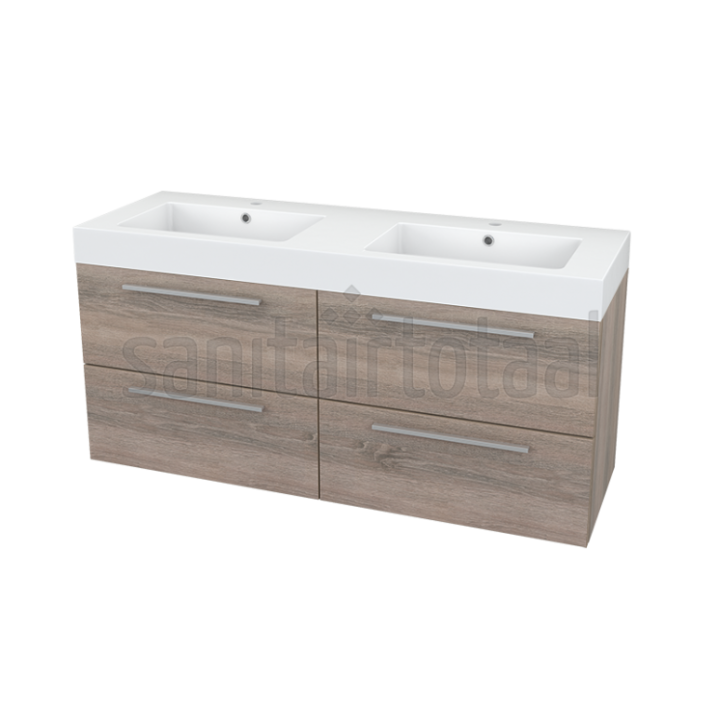 Dvojumyvadlo z minerálního mramoru se skříňkou Mocoori Modulo 140x68x46cm